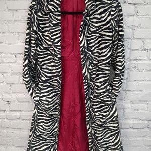 Zebra Print Coat with Pink Lining